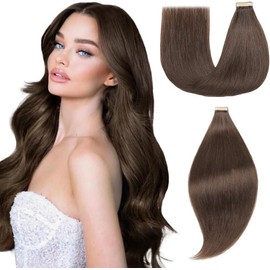 EINbeauty Tape Extensions Real Hair 20 Pieces Extensions Real Hair 35 cm 40 g Dark Brown Tape In Extensions Real Hair Invisible Real Hair Extensions Tape Straight Hair Extensions for Women (14 Inches,