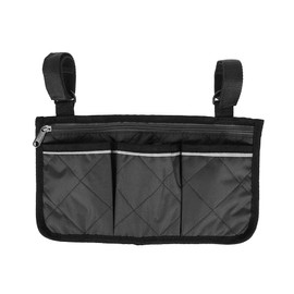 POENVFPO Wheelchair Side Bag, Hanging Pouch Storage Organizer for Adults Seniors Wheel Chair Accessories (Black)