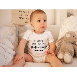 Hi Auntie Will You Be My Godmother Newborn Bodysuit Funny Infant Boys Girls Creeper One-piece Outfit Aunt Baby Onesie