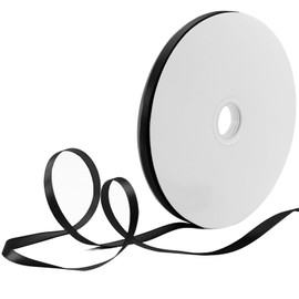 HARSKIYER 100 Yards 1/4 Inch Black Satin Ribbon, Solid Fabric Ribbon Roll for Gift Wrapping, Floral Bouquets, Wedding, Party, Hair, Decoration, Bow and Craft