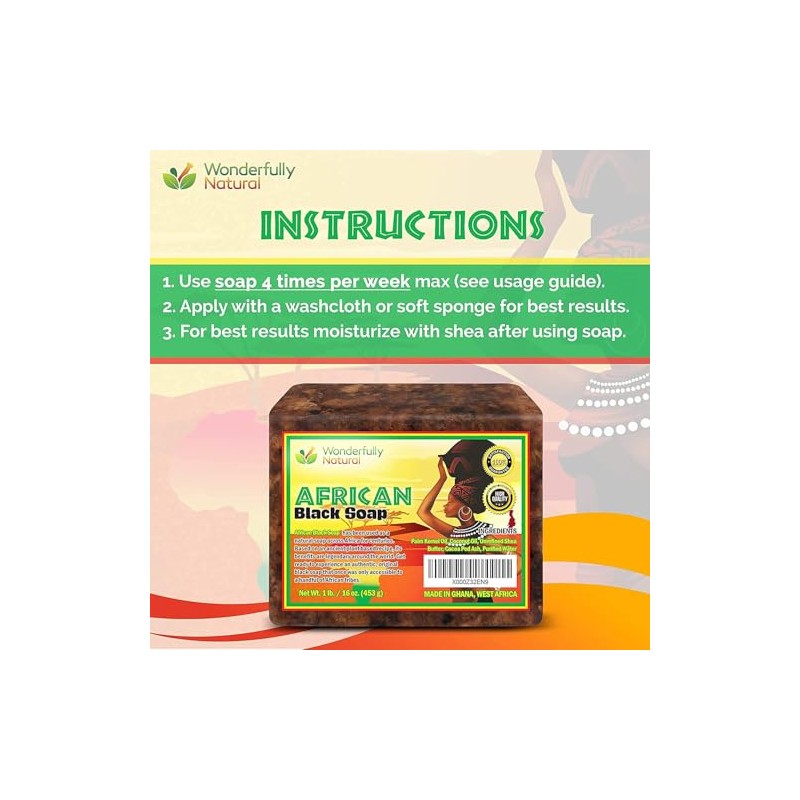Organic African Black Soap, 16 oz