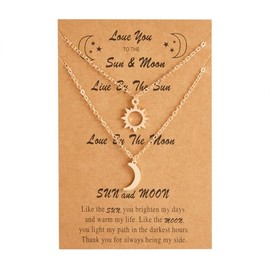 JczR.Y Sun and Moon Necklace for Couples Matching Necklace Best Friends Friendship Pendant Stainless Steel Paper Card Bff Necklace Set for Women Birthday Christmas Valentine'S Day Gifts Jewelry