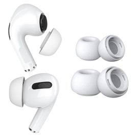 MMOBIEL 2 Pairs Replacement Earbud Tips for AirPods Pro Gen 1&2 Anti-Slip Silicone Ear Tips – Earbuds with Noise Reduction Hole, Portable Storage Box and Fits in Charging Case – 1xS, 1xM – White