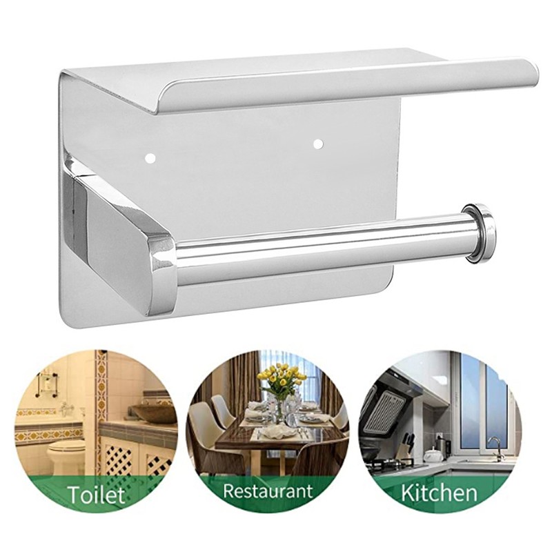 Stainless Steel Wall Mounted Toilet Roll Paper Holder with Mobile