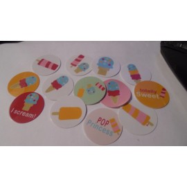 Unbranded Pre Cut One Inch Bottle Cap Images ICE CREAM  Free Shipping - photo, 25 images