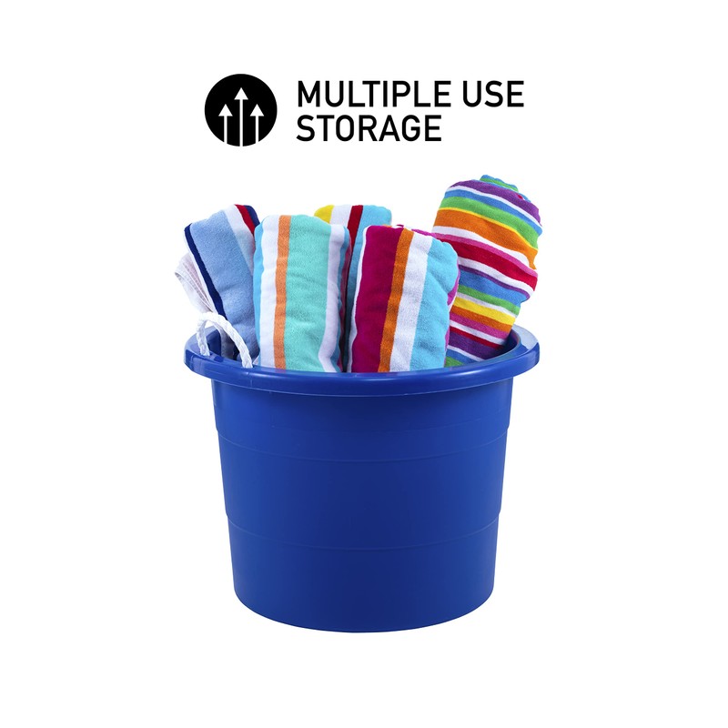 United Solutions Easy-Access Storage Rope Handle Tub, 19 Gallon, Blue,