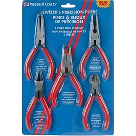 5 Piece Jewelers Pliers Set ~ Flat Nose, Bent Nose, Long Nose, Side Cutter, Round Nose