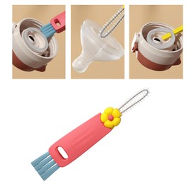 3 in 1 Cup Lid Cleaning Brush - 2025 New Multifunctional Set for Tight Spaces, Cup Gaps, and Various Containers - Portable and Efficient Cleaning Tools (Red)