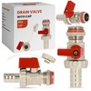 Drain Valve with Cap 1/2 Red Handle Ball Shut-Off Valve