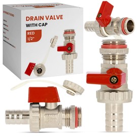 Drain Valve with Cap 1/2 Red Handle Ball Shut-Off Valve Durable Brass Heating Systems Distributor