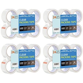 JARLINK Clear Packing Tape (24 Rolls), Heavy Duty Packaging Tape for Shipping Packaging Moving Sealing, 2.0mil Thick, 1.88 inches Wide, 60 Yards Per Roll, 1440 Total Yards