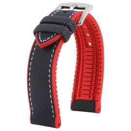 Strapseeker Theo Hybrid Nylon & FKM Rubber Performance Watch Band Replacement Watch Bands Quality Waterproof Watch Straps for Men & Women Deployment Clasp Pin Buckle Compatible with Most Watches