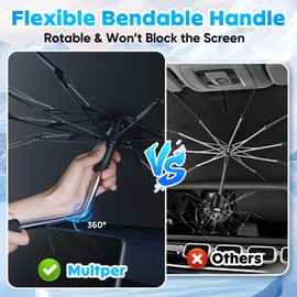 Sun Protection Car Windscreen 145 x 85 cm, 360° Rotatable, Portable Sun Protection for Most Vehicles, SUVs