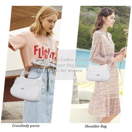 Angelkiss Crossbody Bags for Women, Ladies Shoulder Messenger Handbags and Purses Medium Faux Leather Shoulder Bags-White