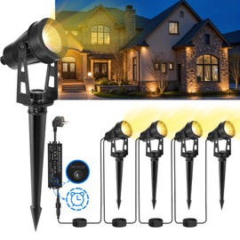 LAMPELIP Garden Spotlight LED Outdoor Waterproof White Pack of 4