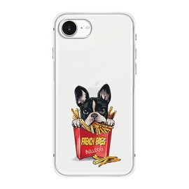 Blingy's for Cellphone Case, Funny French Bulldog Style with French Fries Animal Design Transparent Soft TPU Protective Clear Case 6.1 inch (French Fry Bulldog, SE4)