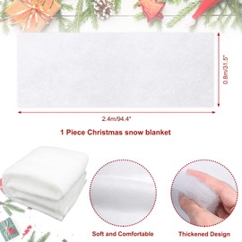 Fake Snow Blanket, Soft Fluffy Christmas Snow Blanket Roll White snow blanket, 0.8 x 2.4 m Artificial Snow Blanket for Christmas village sets Xmas Tree Decoration (1x Snow Blanket)