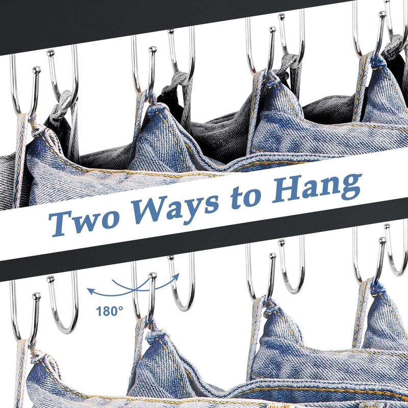 Jean Hangers for Closet, 14 Wood Jeans Hooks Space Saving,