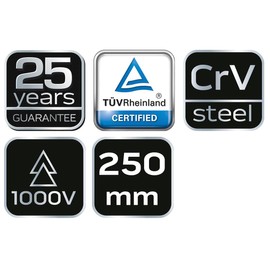 NEO TOOLS Rohrzange 250 mm VDE, poliert, Zweikomponentenhandgriff, CrV-Stahl, TÜV-Zertifikat