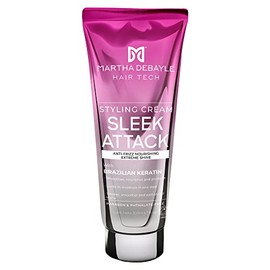 MARTHA DEBAYLE HAIR TECH. SLEEK ATTACK STYLING CREAM. Crema para peinar para cabello lacio. Control frizz. Con queratina brasileña. Sin parabenos y ftalatos. 200 ml