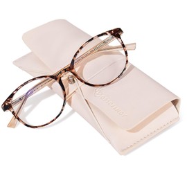 OPTOFENDY TR90 Reading Glasses for Women, Fashion Round Blue Light Blocking Computer Readers with Anti Eyestrain & UV Glare