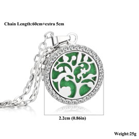 Aromatherapy Essential Oil Diffuser Necklace Tree of Life Pattern Stainless Steel Locket Pendant Gift for Women and Girls XN055-15