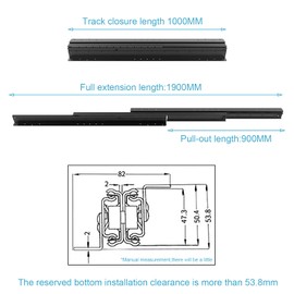 1 Pair Undermount Heavy Duty Drawer Slides, 16 24 32 40 Inch Drawer Slides, 260 lb Load Capacity 3-Fold Full Extension, Hidden Drawer Side Mount. (40 inch)