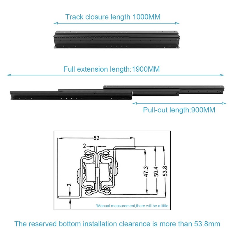 1 Pair Undermount Heavy Duty Drawer Slides, 16 24 32