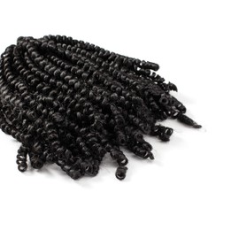 OneDor 3 Pack 8 Inch Spring Twist hair Ombre Colors Synthethic Braiding Hair Extensions for Crochet Braids (1 - Black)