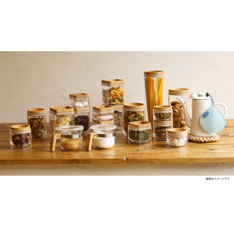 Bitte Canister, Bamboo Series, Overlapping Canister, Natural/Clear, 22.0 fl oz