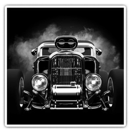 2 x 7.5cm Square Vinyl Stickers - American Hot Rod Front View Car Decals 37477