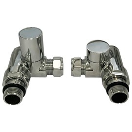 Team Controls Dual Fuel Radiator Valves Angled Corner Valves Towel Rail Chrome 15mm x 1/2"