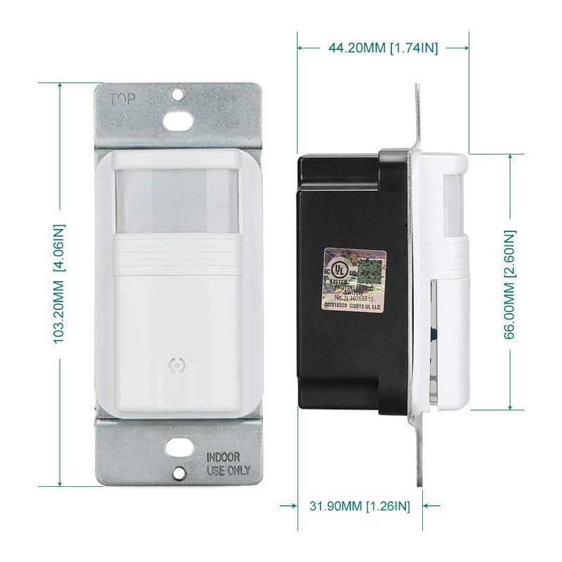 ECOELER Motion Sensor Light Switch, Single Pole in-Wall PIR Infrared