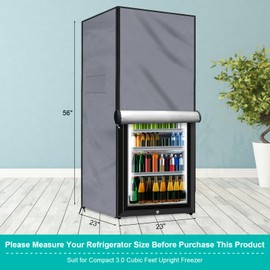 Coldairsoap Outdoor Refrigerator Cover Dustproof Freezer for Protecting Upright Freezers/Beverage Refrigerator Compact 5-7.5 Cubic Foot Freezer Covers Outdoor (Silver, 23" x 23"x 56")