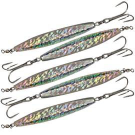 5pcs Fish WOW!® 14oz Diamond Jig Mylar Holographic Laser jigs with a Treble Hook