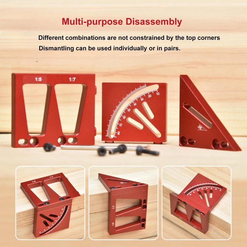 NS Juvyig 3D Multi Angle Measuring Ruler,Woodworking Square Tool Marking