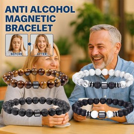 TACBSP TACBSP Glame Anti Alcohol Bracelet for Men Women Stop Drinking Alcohol Manifestation Hematite Adjustable Bracelet Set for Men Women Anxiety Stress Relief Gifts, Large, Alloy, no gemstone