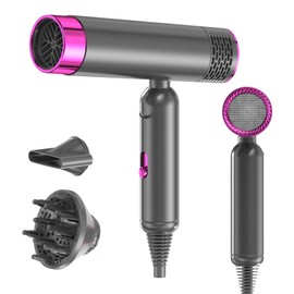 Guyisile Ionen-Haartrockner, faltbarer kleiner Reise-Haartrockner, 1600 W Profi-Haartrockner für schnelles Trocknen, mit Aufbewahrungstasche, 3 Heizstufen und 2 Geschwindigkeiten (grau)