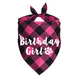 JOTFA Plaid Dog Bandana for Birthday Party Supplies (Pink)