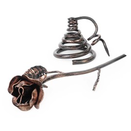 Aoneky Cast Iron Rose with Stand | Hand Forged Rose Sculpture | Romantic Wedding Anniversary Valentine's Day Mother's Day Birthday Gift fo Her Wife Mom Girl Women, Bronze