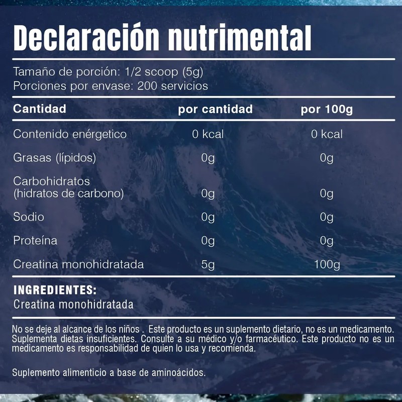 Creatina Monohidratada Kraken 1kg Sabores 200 Servicios