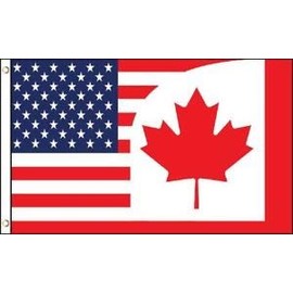 LuxMart 3x5 USA Canada Combination Flag Canadian American Super-Poly 3'x5' Flag Grommets