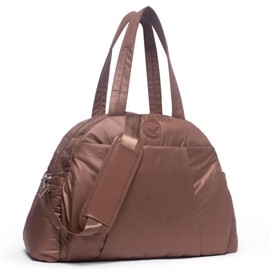 SUNNY BIRD Gym Duffel Bag for Women, Weekender Overnight Bag for Travel (Tan)