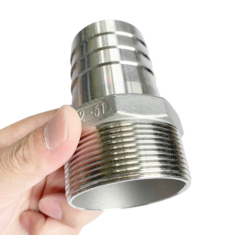 LOZOME 2" Male Thread to OD 50mm Barb Hose Pipe