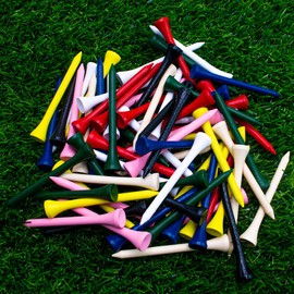 THIODOON Golf Tees Professional Natural Wood Golf Tees Pack of 100, Golfing Tees Multiple Colors Size 3-1/4 inch, 2-3/4 inch or 2-1/8 inch, Tall Golf Tees Bulk Reduce Side Spin and Friction