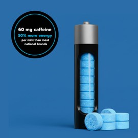 Rally Energy Caffeine Mints, 60milligram Caffeine, Instant Energy, Fresh Breath Caffeinated Minty Candy, 0 Sugar, Natural Wintergreen Flavor (6 Packs, 60 Mints)