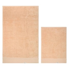 THUN Handtuch-Set, 2 Stück, Taupe, 100% Baumwolle, Kollektion Iconic Elengance, 40 x 60 cm, 60 x 100 cm