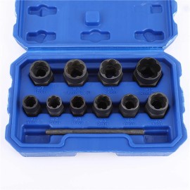 Unbranded 11pc Bolt Nut Extractor Set Damaged Heads Studs Twist Socket Tool with Case