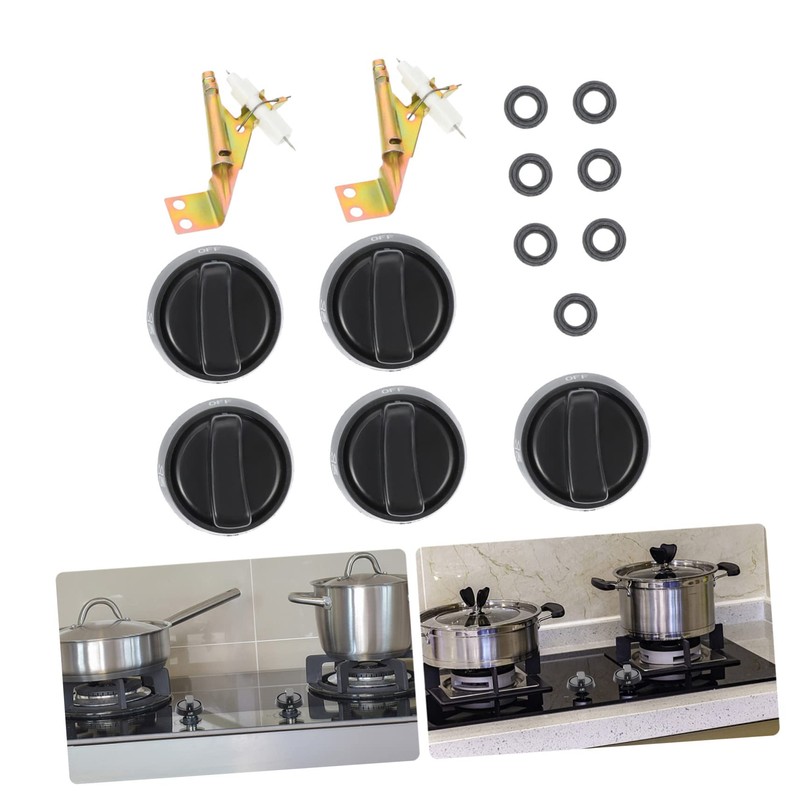 CORHAD 5pcs Gas Stove Knob Replacement for Kitchen Cookers Easy