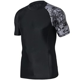 HUGE SPORTS Herren Kurzarm Splice Skins Rash Guard Shirt Schnelltrocknend Schwimmshirt Sonnenschutz Pirat S
